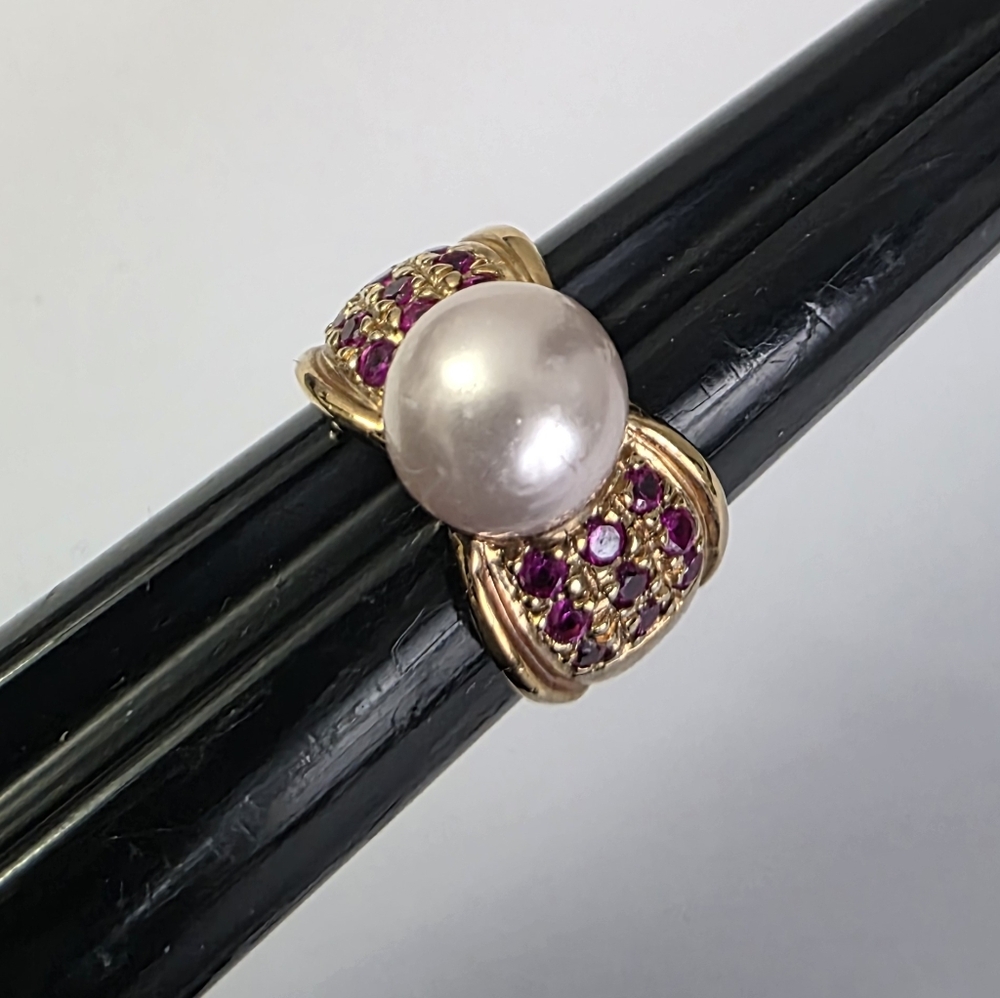 Watch Video / Sterling Silver 925 Ruby Pearl Ring